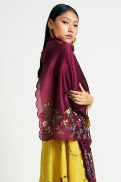Payal Pratap Maroon Chanderi Embroidered Scarf -Deals Toggora Store 30rg 43 3