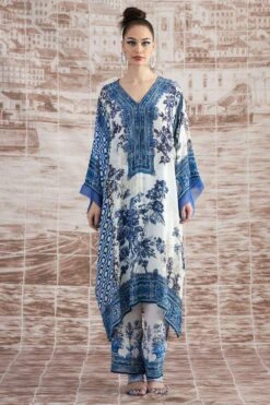 Rajdeep Ranawat Blue Verusha V-neck Floral Kaftan