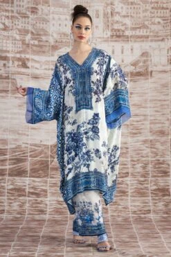 Rajdeep Ranawat Blue Verusha V-neck Floral Kaftan -Deals Toggora Store 3103rr12 3