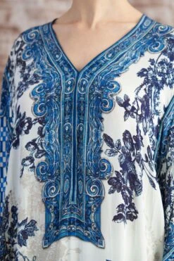 Rajdeep Ranawat Blue Verusha V-neck Floral Kaftan -Deals Toggora Store 3103rr12 4