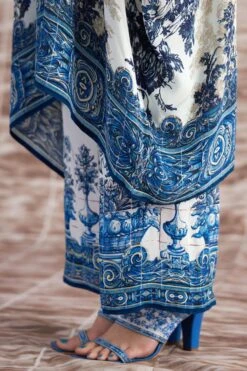 Rajdeep Ranawat Blue Verusha V-neck Floral Kaftan -Deals Toggora Store 3103rr12 6