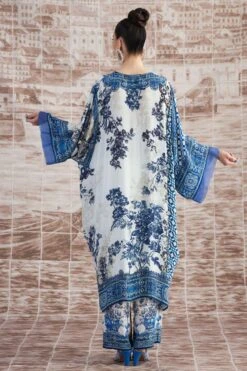 Rajdeep Ranawat Blue Verusha V-neck Floral Kaftan -Deals Toggora Store 3103rr12 7