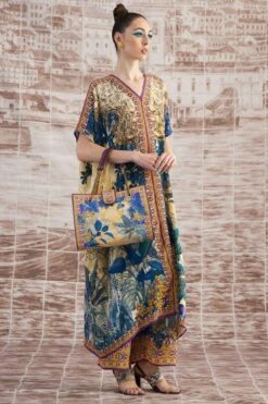 Rajdeep Ranawat Mustard Majida V-neck Floral Kaftan -Deals Toggora Store 3103rr31 3