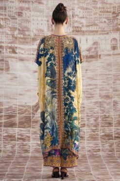 Rajdeep Ranawat Mustard Majida V-neck Floral Kaftan -Deals Toggora Store 3103rr31 6