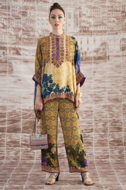 Rajdeep Ranawat Mustard Permaz Floral Pants