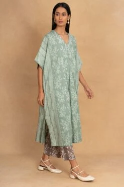 Ikai Granite Green Shibori Pleated Kaftan -Deals Toggora Store 31523ia5 3