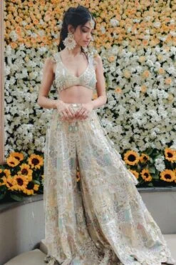 Payal Singhal Off White Applique Embroidered Sharara Set