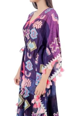 PS Pret By Payal Singhal Purple Printed Silkmul Kaftan -Deals Toggora Store 319466 4