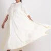 Ahmev Ivory Textured Godet Dress -Deals Toggora Store 328302 2