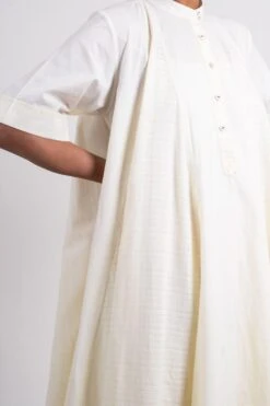 Ahmev Ivory Textured Godet Dress -Deals Toggora Store 328302 4