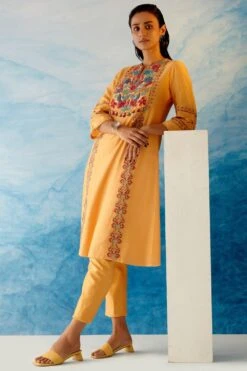 Chandrima Yellow Chanderi Pants