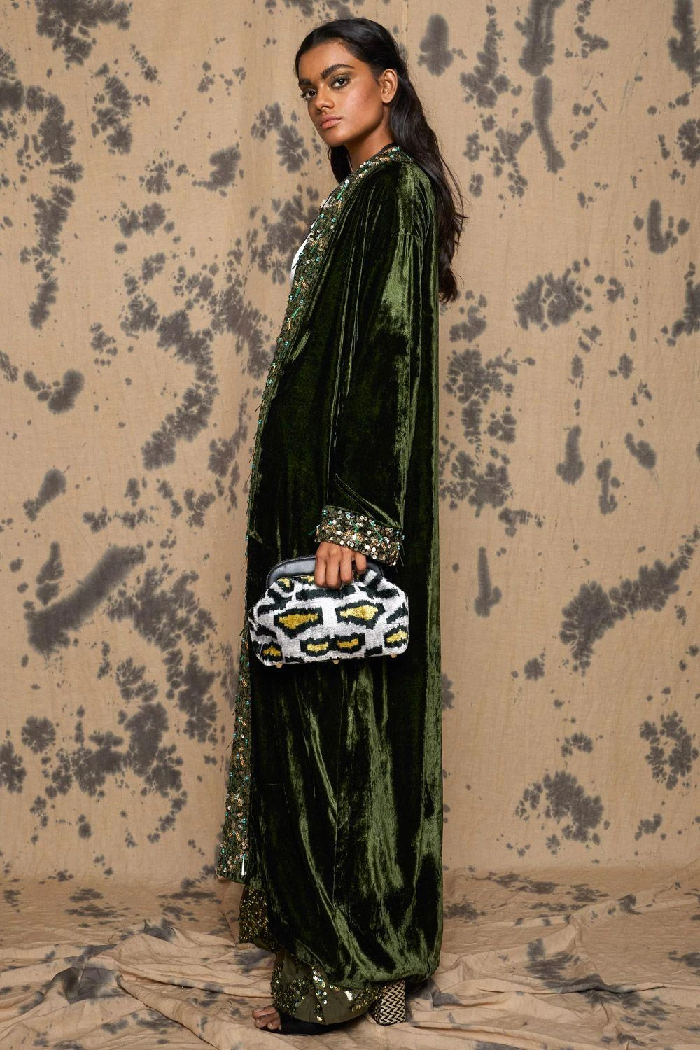 Rara Avis Olive Sequinned Flared Pants 4 Rara Avis Olive Sequinned Flared Pants - Image 2