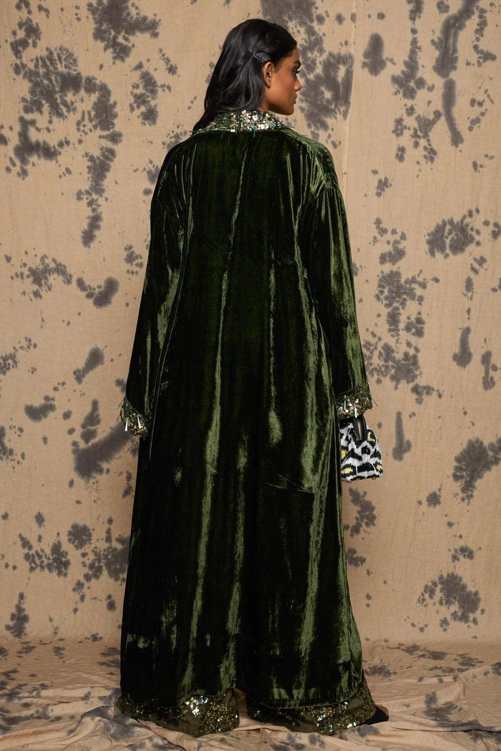 Rara Avis Olive Sequinned Flared Pants 5 Rara Avis Olive Sequinned Flared Pants - Image 3