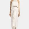 431-88 By Shweta Kapur White Satin Draped Skirt