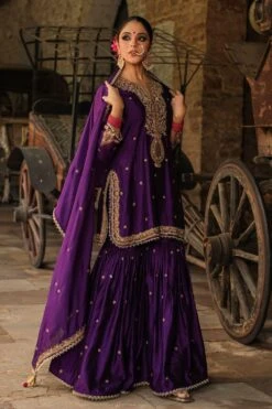 Niti Bothra Purple Zari Dori Embroidered Sharara Set -Deals Toggora Store 41223nb40 2