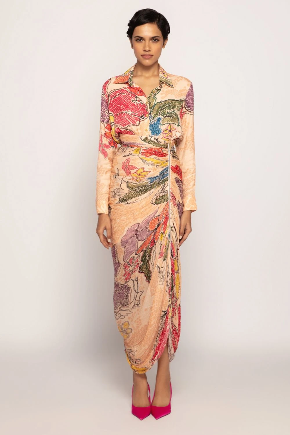 Saaksha & Kinni Peach Bandhani Printed Micro Pleated Skirt 3 Saaksha & Kinni Peach Bandhani Printed Micro Pleated Skirt