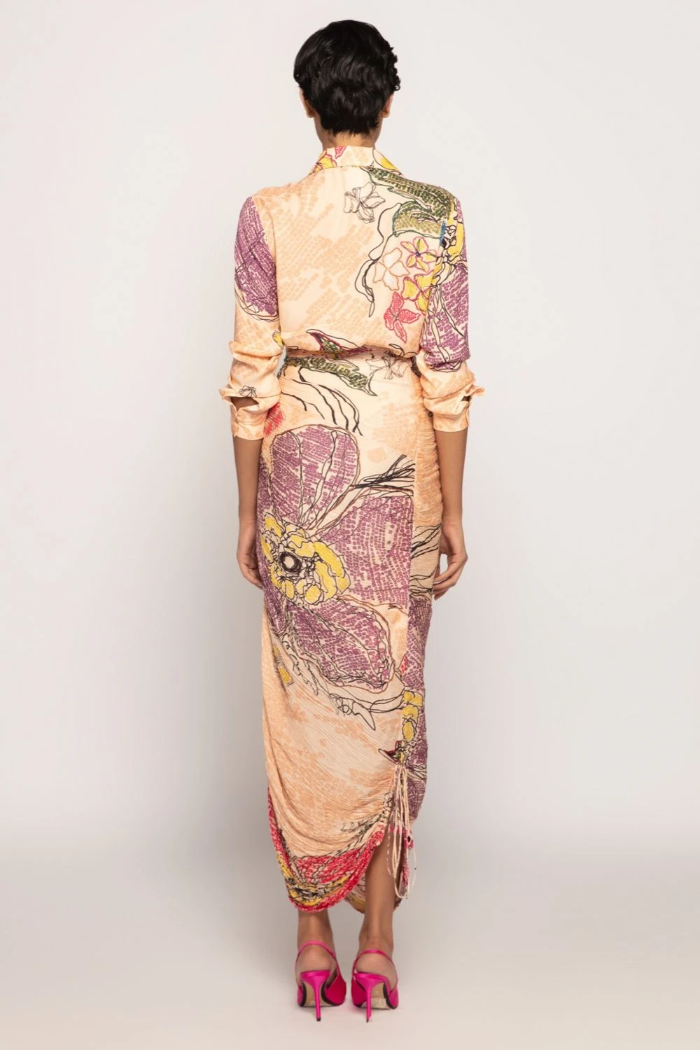 Saaksha & Kinni Peach Bandhani Printed Micro Pleated Skirt 4 Saaksha & Kinni Peach Bandhani Printed Micro Pleated Skirt - Image 2