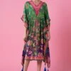 Siddhartha Bansal Forest Green-royal Blue Ombre Floral Kaftan