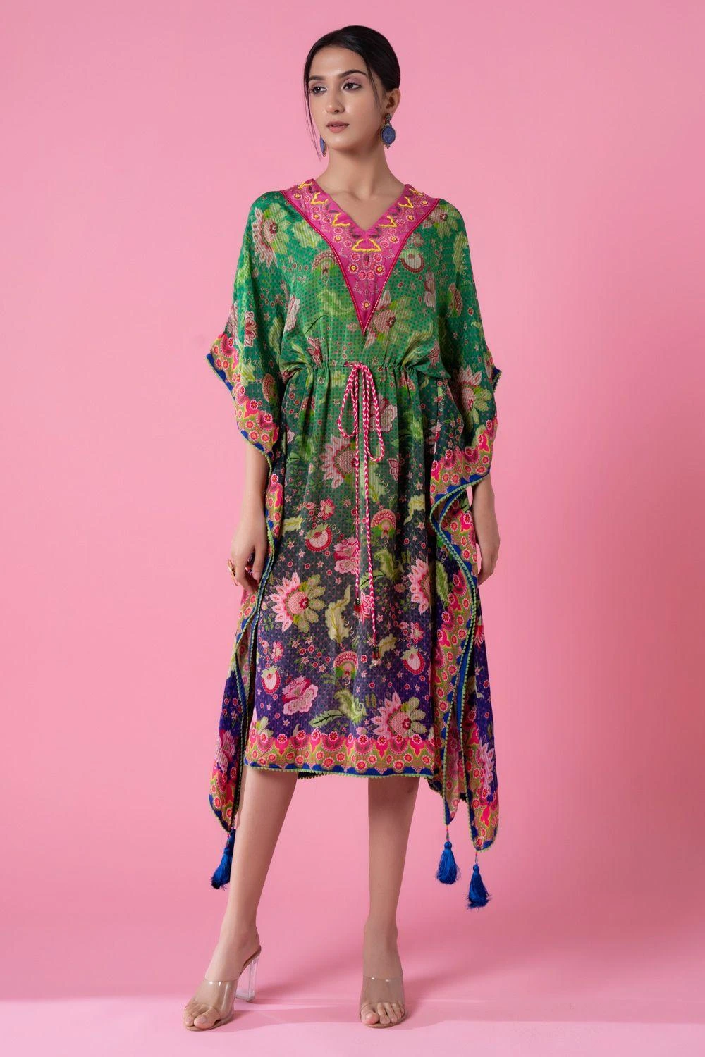 Siddhartha Bansal Forest Green-royal Blue Ombre Floral Kaftan 3 Siddhartha Bansal Forest Green-royal Blue Ombre Floral Kaftan