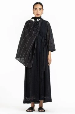 Three Black Embroidered Scarf