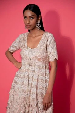 Simar Dugal Ivory Embroidered Jacket & Sharara Set -Deals Toggora Store 54sdf8 3