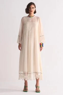 Ikai Ivory Cutwork & Appliqued Dress
