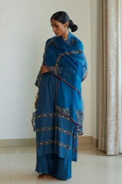 Sarang Kaur Blue Rekha Stole -Deals Toggora Store 61023sk3 3