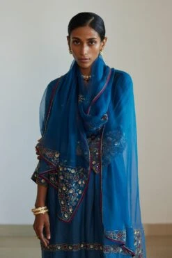 Sarang Kaur Blue Rekha Stole -Deals Toggora Store 61023sk3 4
