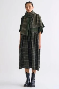 Three Olive Green Applique Scarf