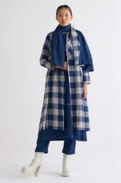 Three Navy Blue Checkered Scarf -Deals Toggora Store 612thw62 5