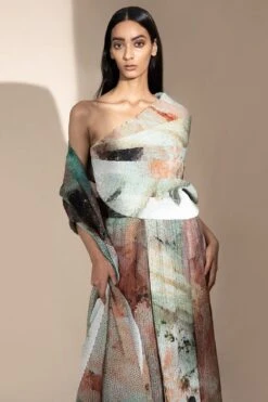 Abhishek Sharma Crystal Petalite Printed High Waisted Pants -Deals Toggora Store 65as13 4 1