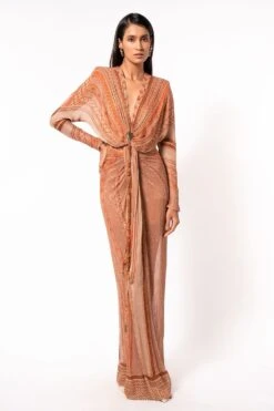 Nikita Mhaisalkar Tangerine Tribal Print Gown