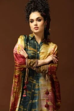 CAPISVIRLEO Multi-coloured Silk Kaftan Set -Deals Toggora Store 71cap42 4