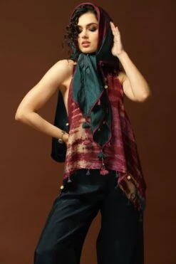 CAPISVIRLEO Burgundy & Blue Tie & Dye Stole -Deals Toggora Store 71cap50 3
