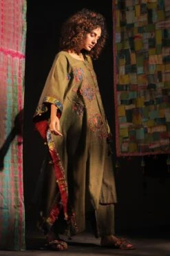CAPISVIRLEO Olive Embellished Kaftan Set -Deals Toggora Store 81123co9 3