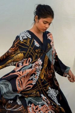 Bennch Black Window Leaf Printed Kaftan -Deals Toggora Store 8323be22 5