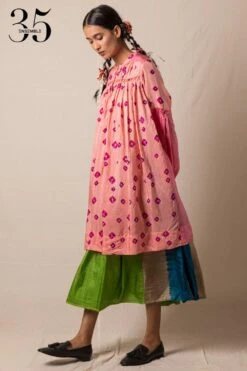 Injiri Pink Silk Bandhani Dress -Deals Toggora Store 84inj15 3
