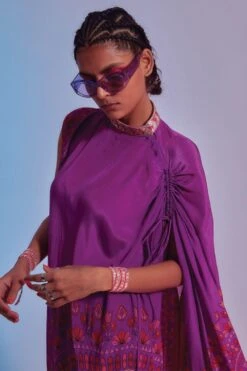 SVA Purple Printed Drawstring Kaftan & Pants Set -Deals Toggora Store 84sv18 3