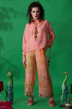 CAPISVIRLEO Peach Habutai Silk Pants