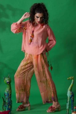 CAPISVIRLEO Peach Habutai Silk Pants -Deals Toggora Store 88cap50 4