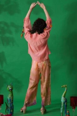 CAPISVIRLEO Peach Habutai Silk Pants -Deals Toggora Store 88cap50 6