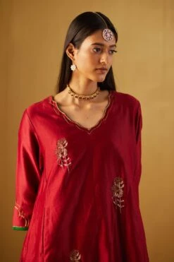 Shorshe Red Tannu Kurta Set -Deals Toggora Store 91023sr15 4