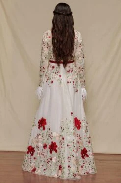 Shriya Som Ivory Floral Embroidered Gown With Belt -Deals Toggora Store 912ss10 4