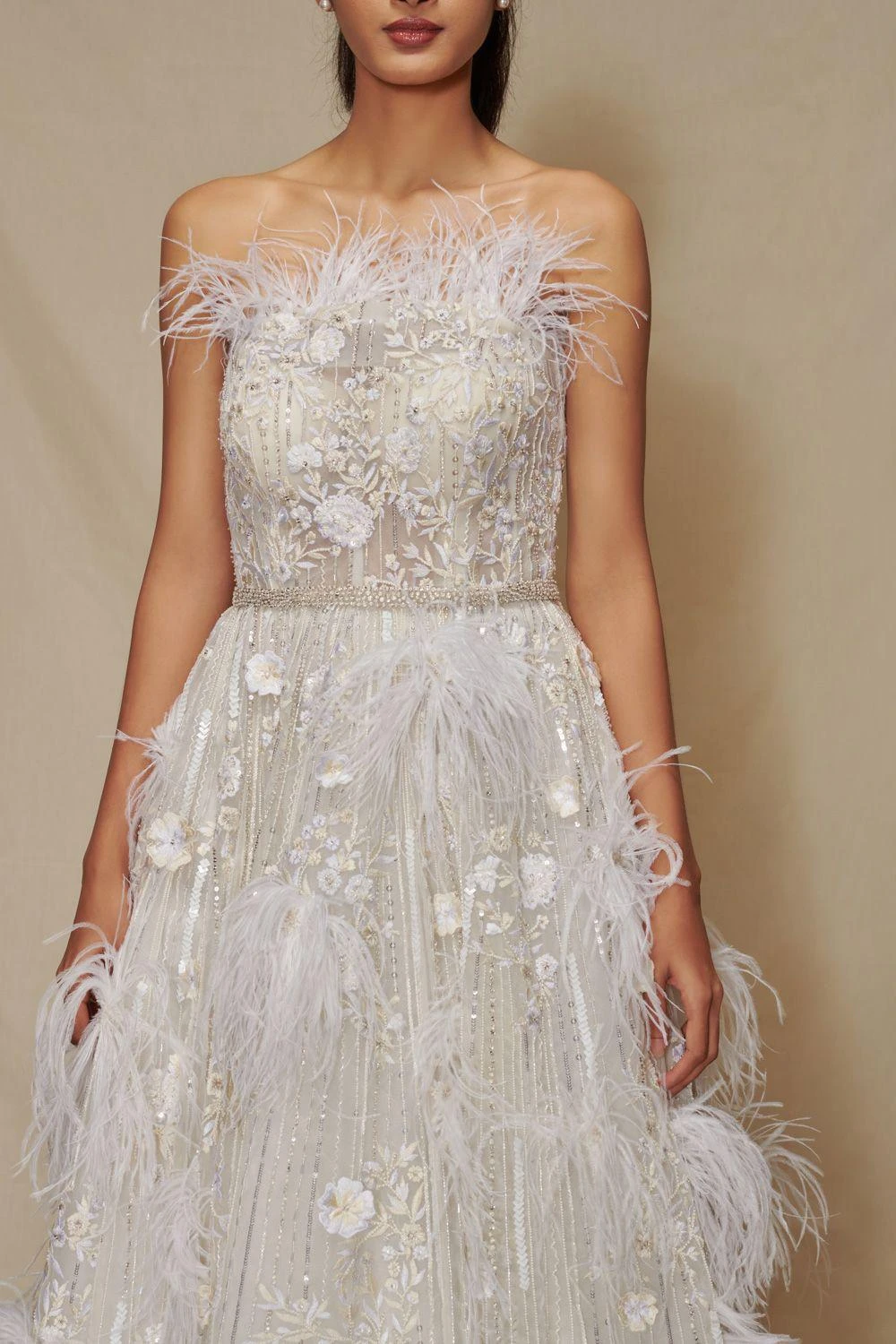 Shriya Som White Feather Embroidered Gown 5 Shriya Som White Feather Embroidered Gown - Image 3