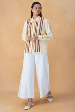 Bodice Ivory Flared Denim Pants