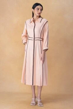 Bodice Salmon Collared Dress