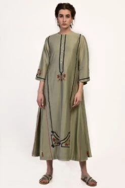 Ikai Mint Green A-line Braid Dress