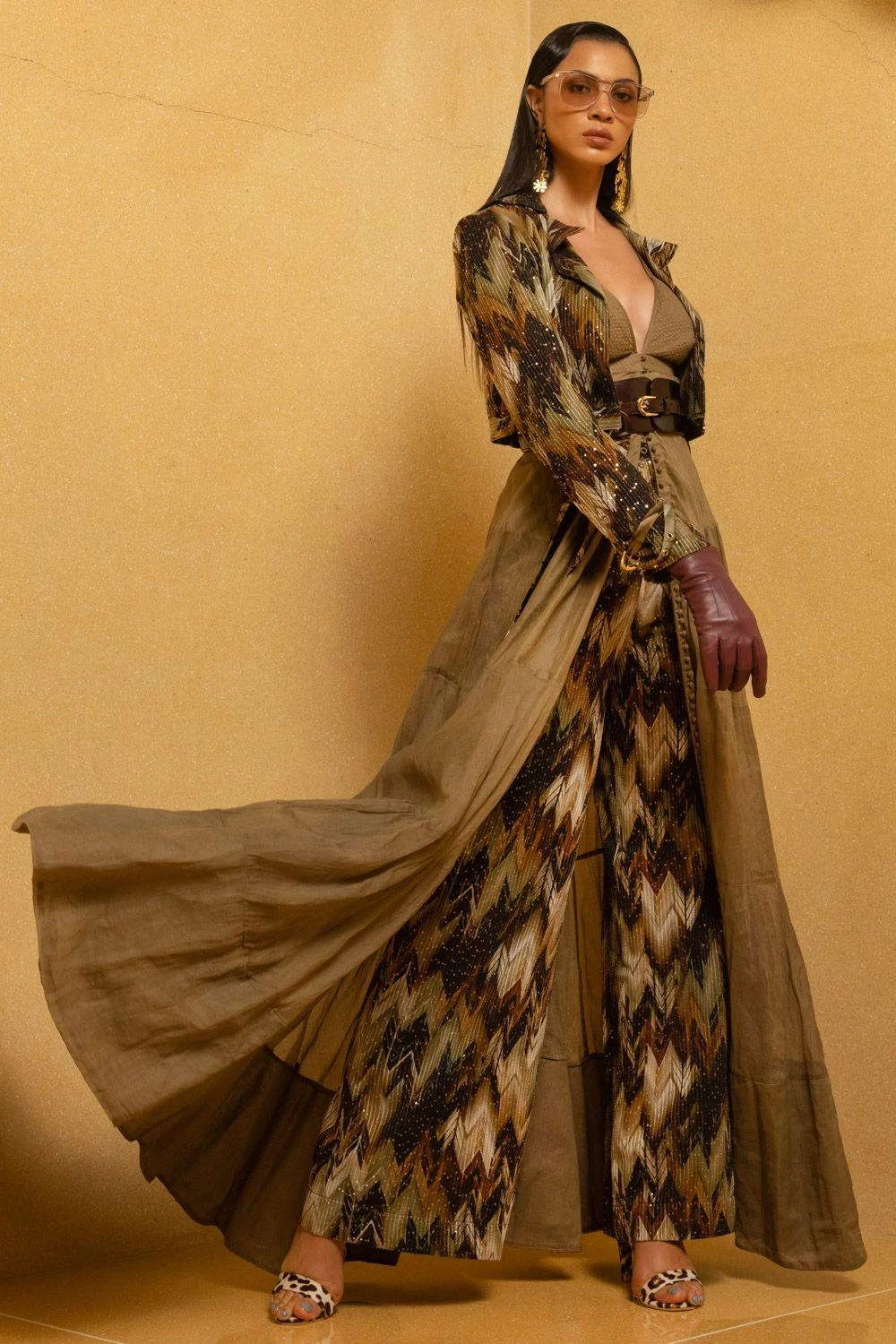 Nikita Mhaisalkar Olive Tiered Dress 4 Nikita Mhaisalkar Olive Tiered Dress - Image 2