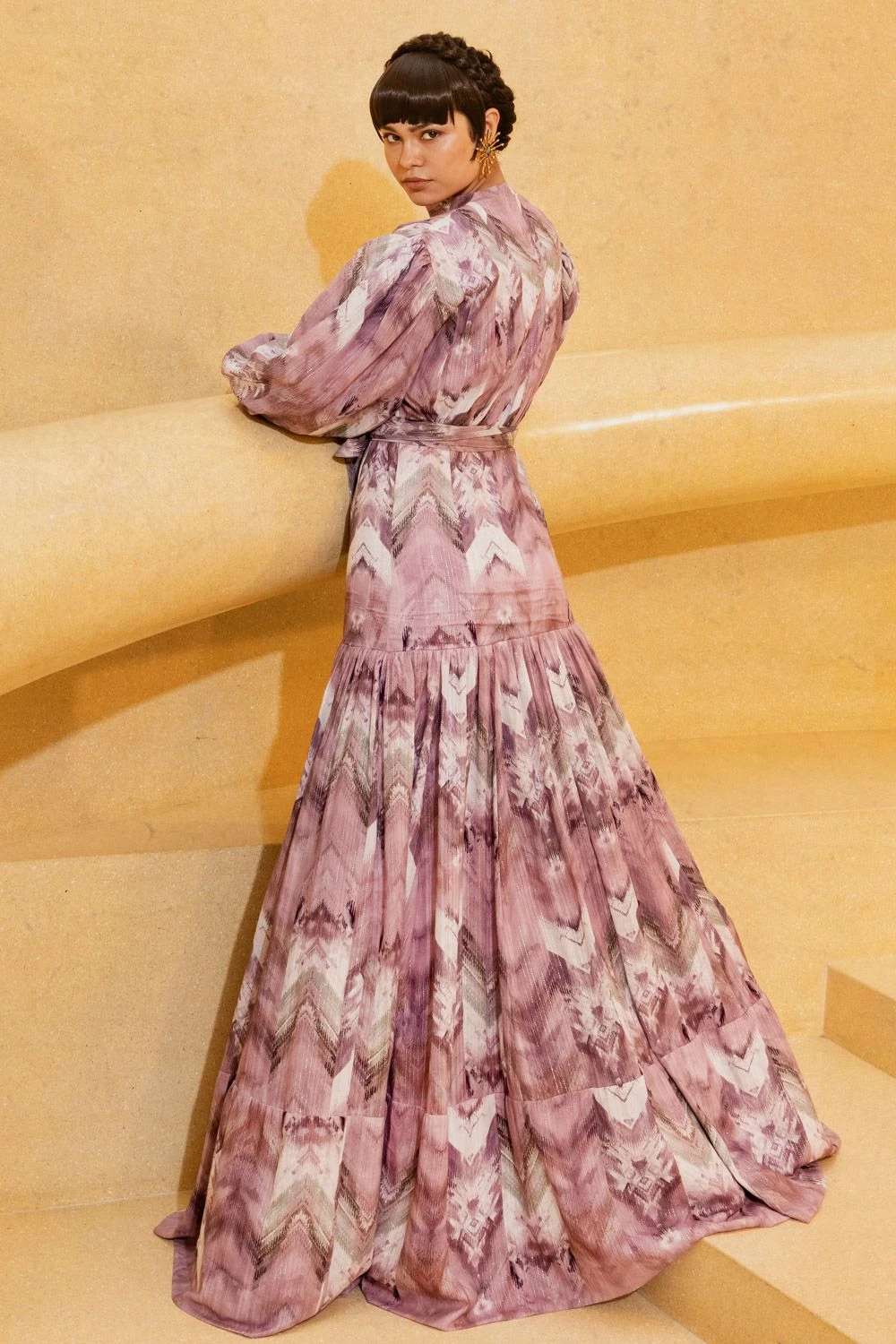 Nikita Mhaisalkar Lilac Floss Printed Dress With Slit 6 Nikita Mhaisalkar Lilac Floss Printed Dress With Slit - Image 4