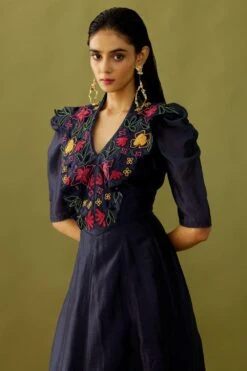 Chandrima Indigo Floral Maxi Dress -Deals Toggora Store ch1104 3